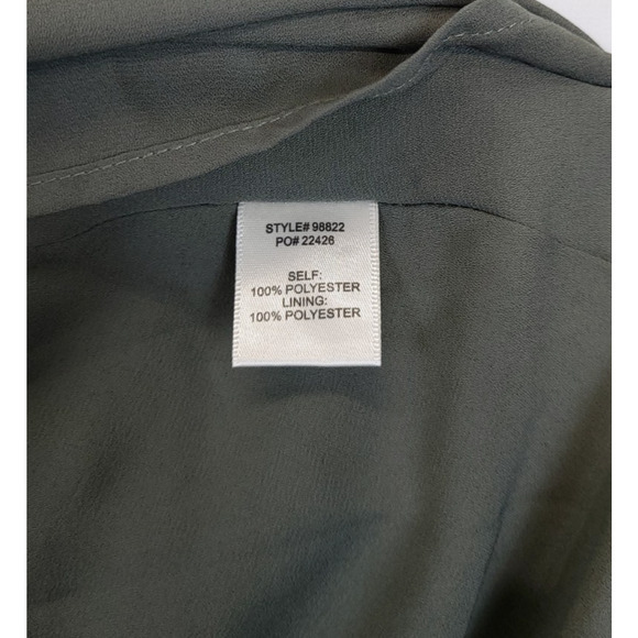 Skies Are Blue Short Dress Tired Ruffled Peasant Sleeve Smocked Women XS Olive‎ - Picture 12 of 12